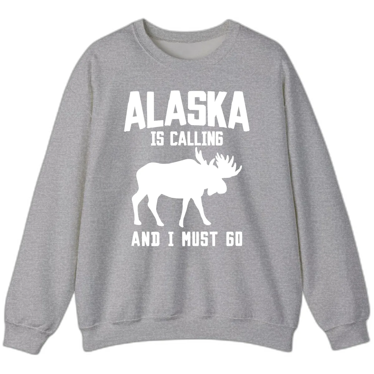 Alaska Is Calling Moose Sweatshirt in Sport Grey