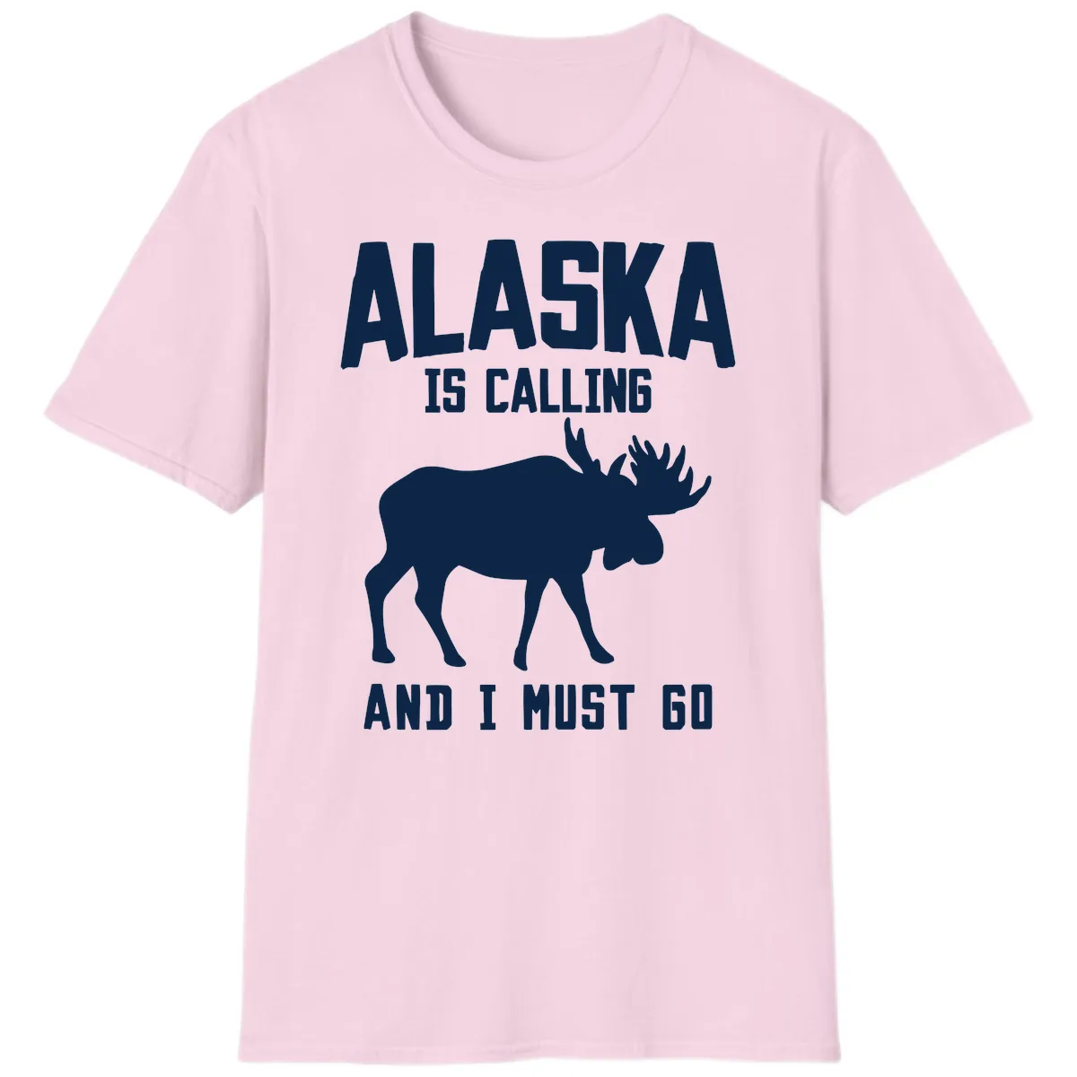 Alaska Is Calling Moose T-Shirt in Light Pink
