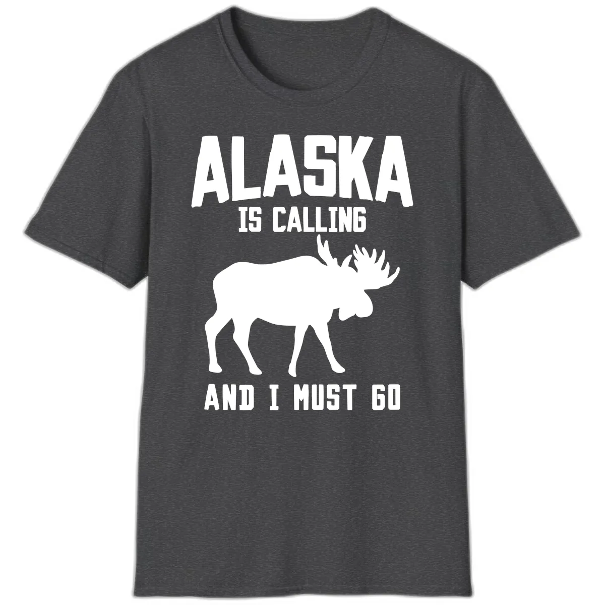 Alaska Is Calling Moose T-Shirt in Dark Heather