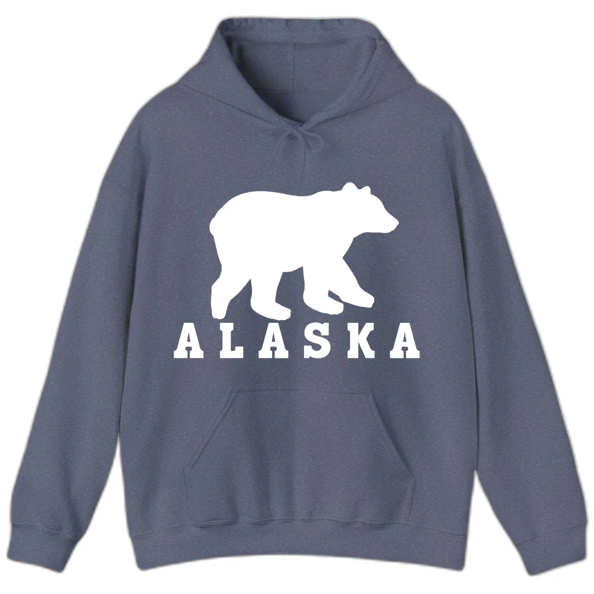 Alaska Bear Silhouette Hoodie in Heather Navy