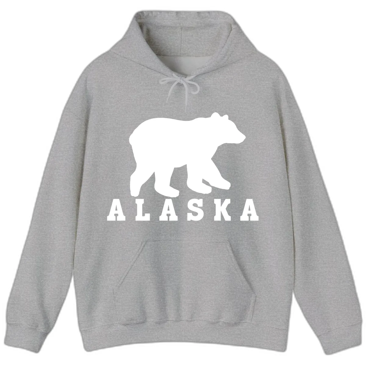 Alaska Bear Silhouette Hoodie in Sport Grey