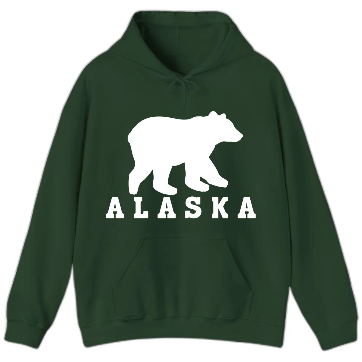 Alaska Bear Silhouette Hoodie in Forest Green