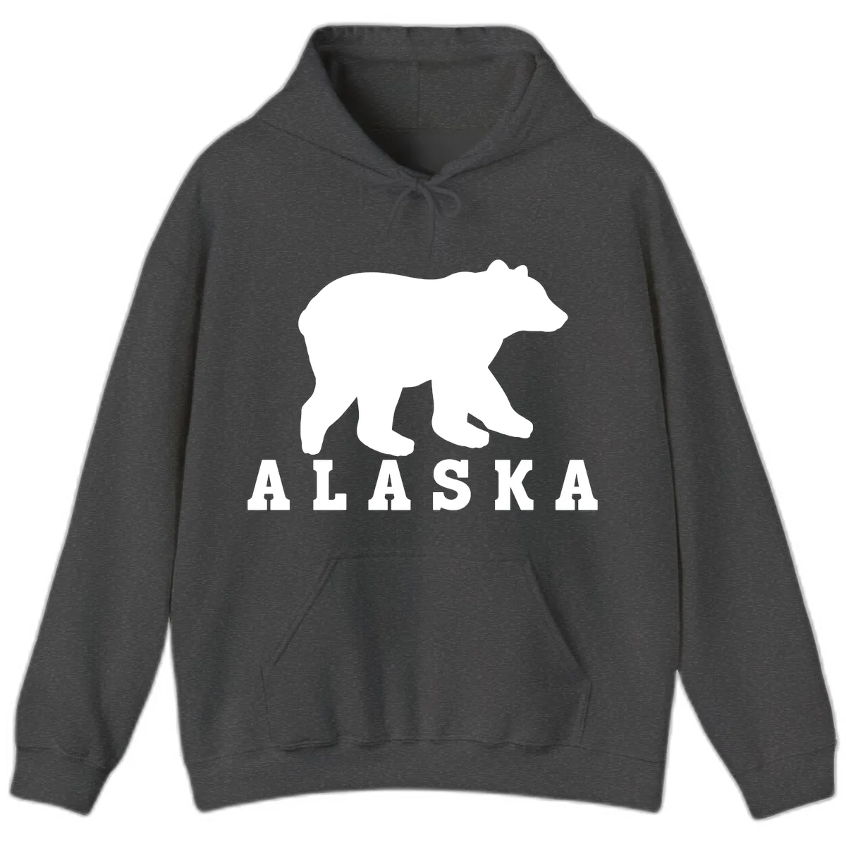 Alaska Bear Silhouette Hoodie in Dark Heather