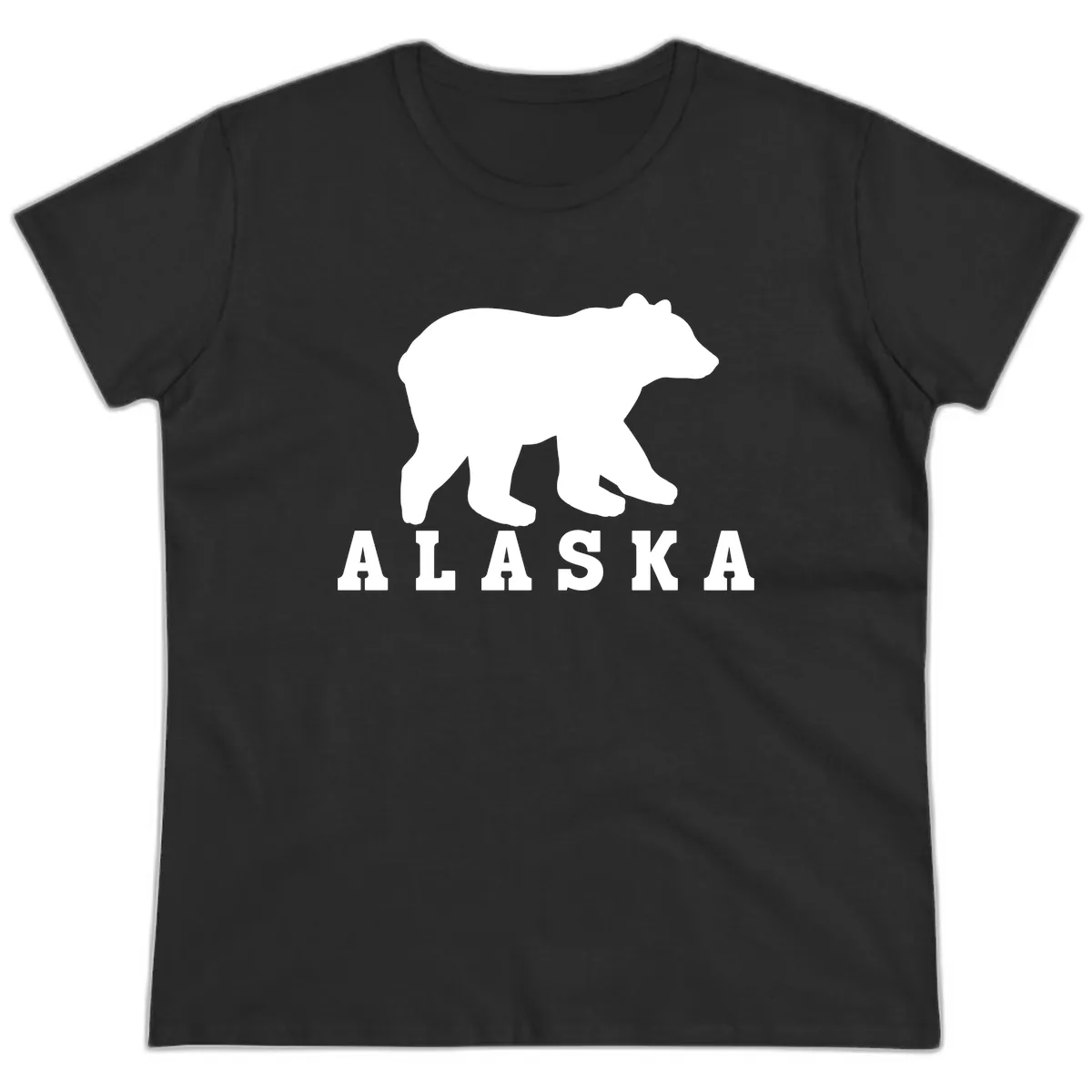 Alaska Bear Silhouette Ladies Tee in Black
