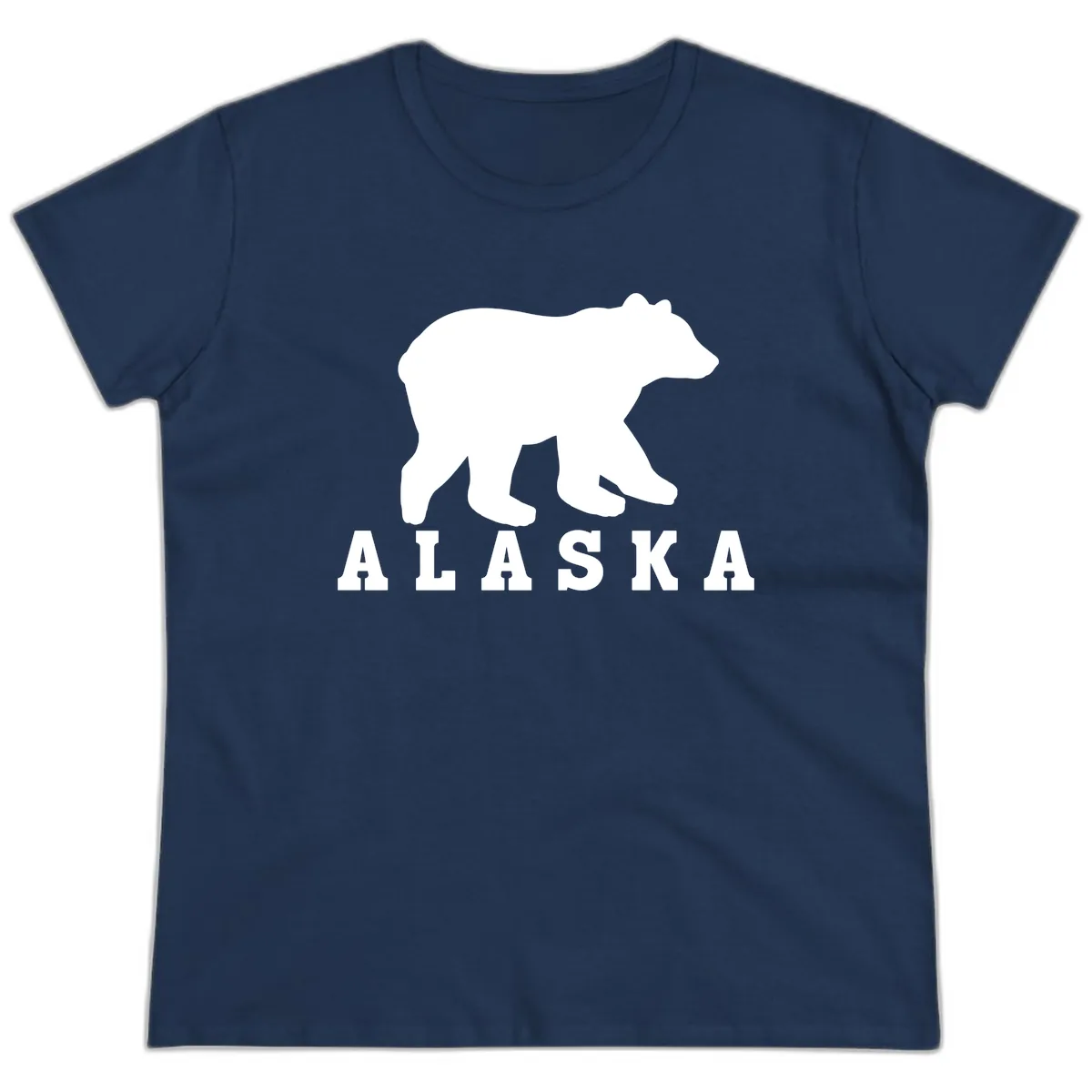 Alaska Bear Silhouette Ladies Tee in Navy