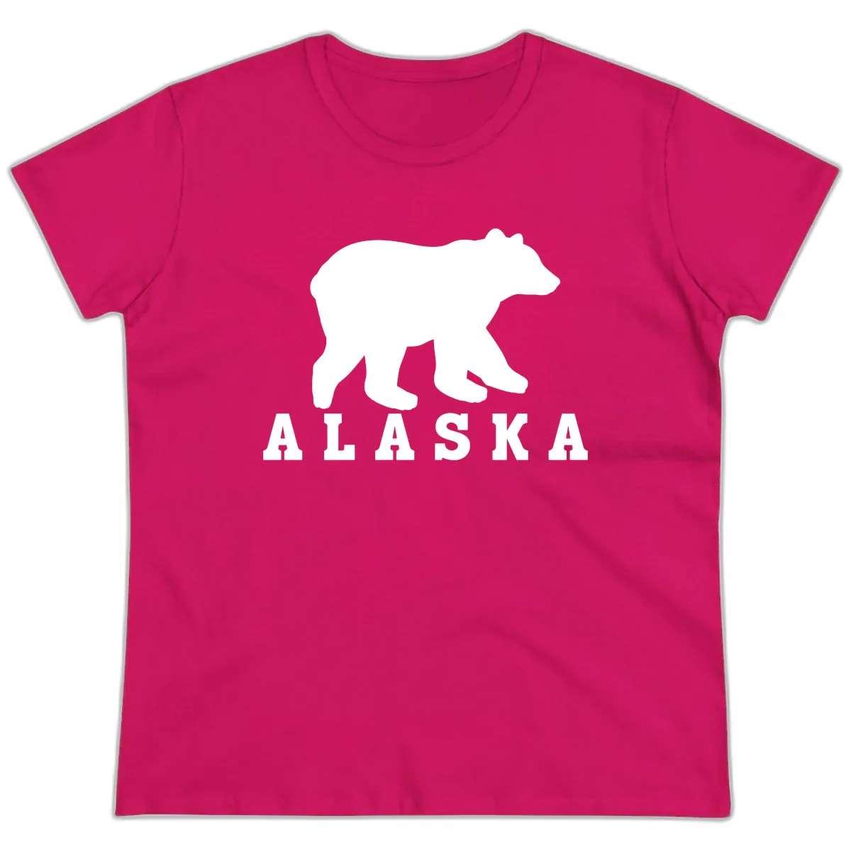 Alaska Bear Silhouette Ladies Tee in Heliconia