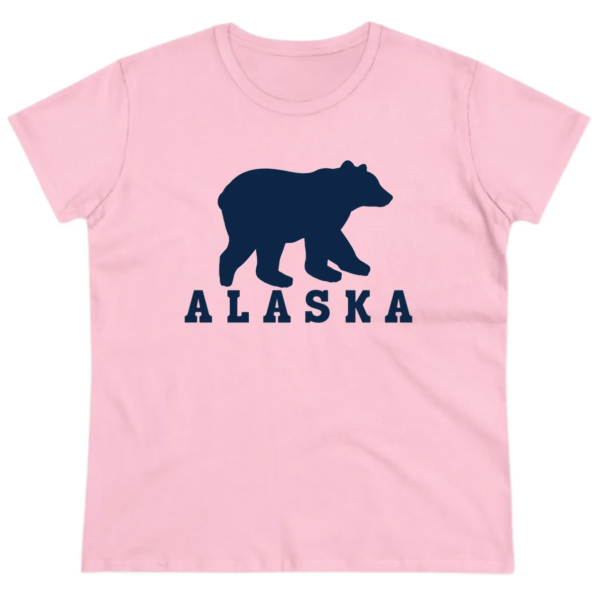 Alaska Bear Silhouette Ladies Tee in Light Pink