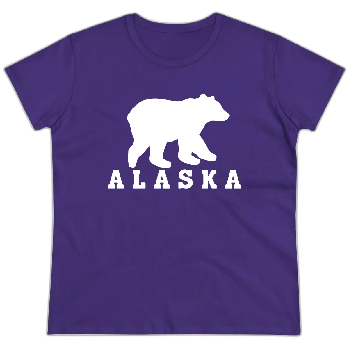 Alaska Bear Silhouette Ladies Tee in Purple