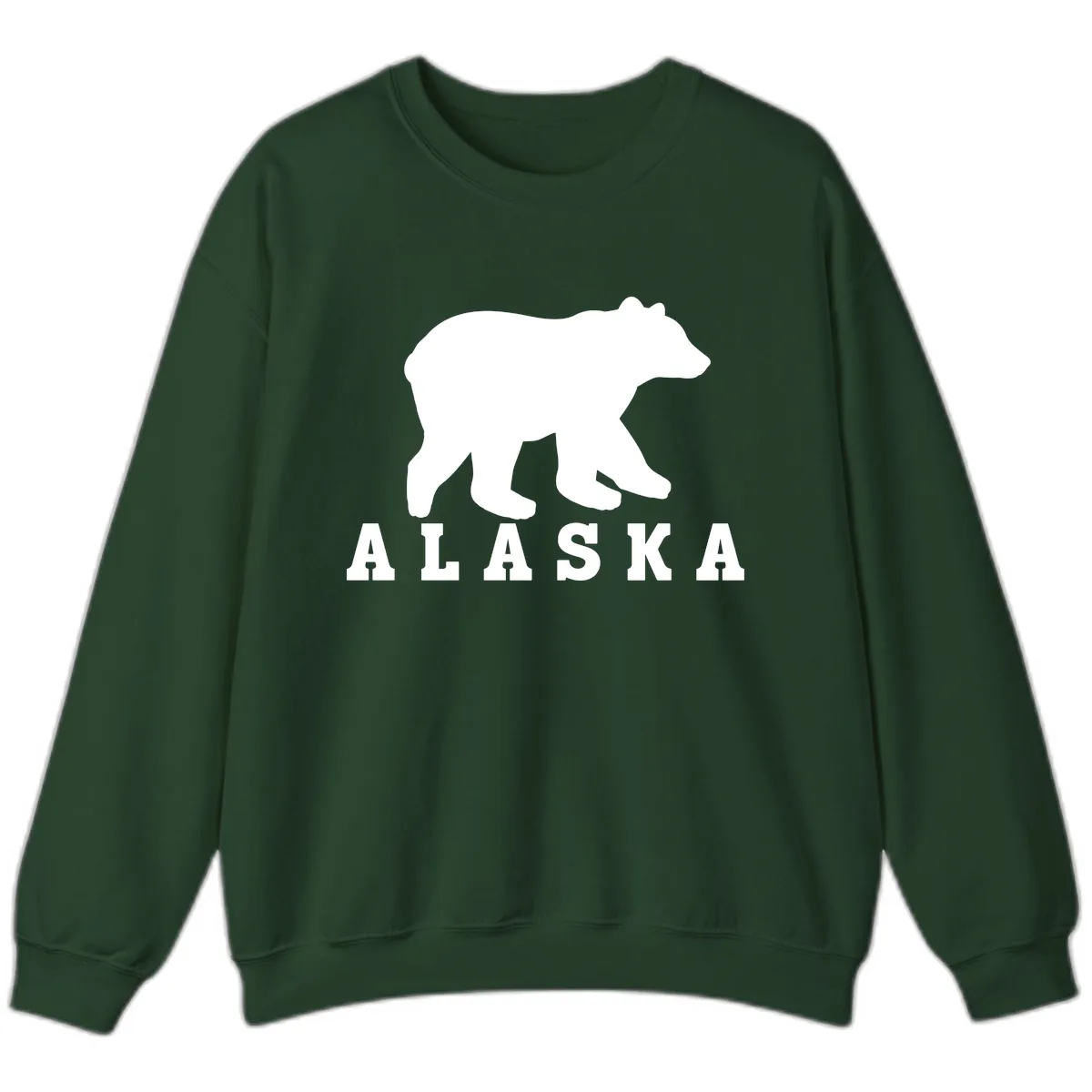Alaska Bear Silhouette Sweatshirt in Forest Green