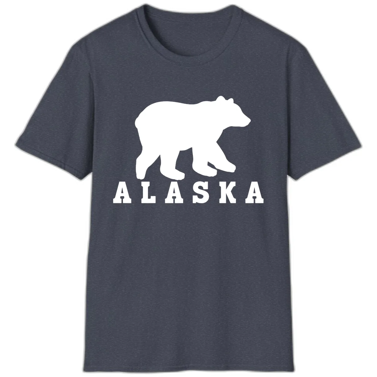 Alaska Bear Silhouette T-Shirt in Heather Navy