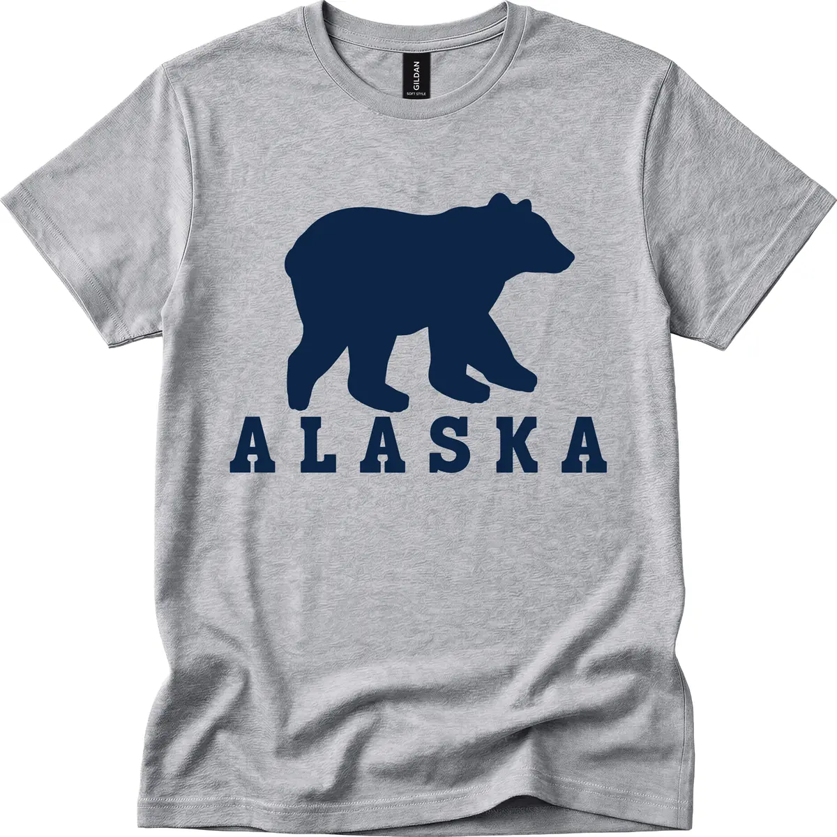 Alaska Bear Silhouette T-Shirt in Sport Grey