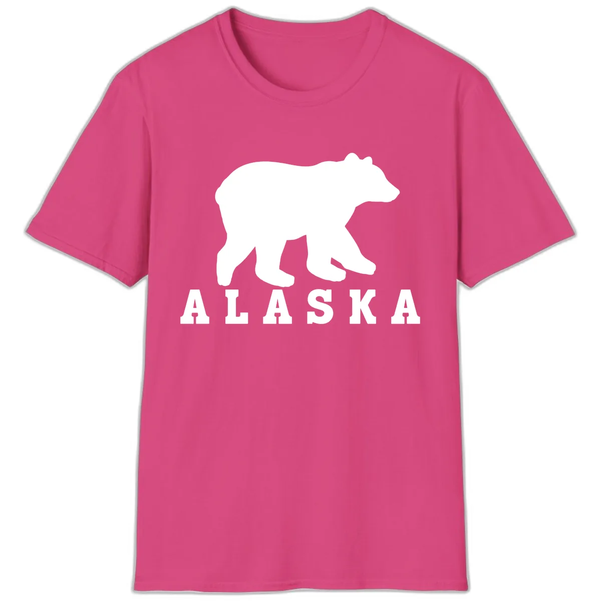 Alaska Bear Silhouette T-Shirt in Heliconia