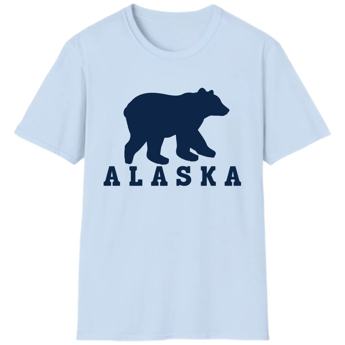Alaska Bear Silhouette T-Shirt in Light Blue