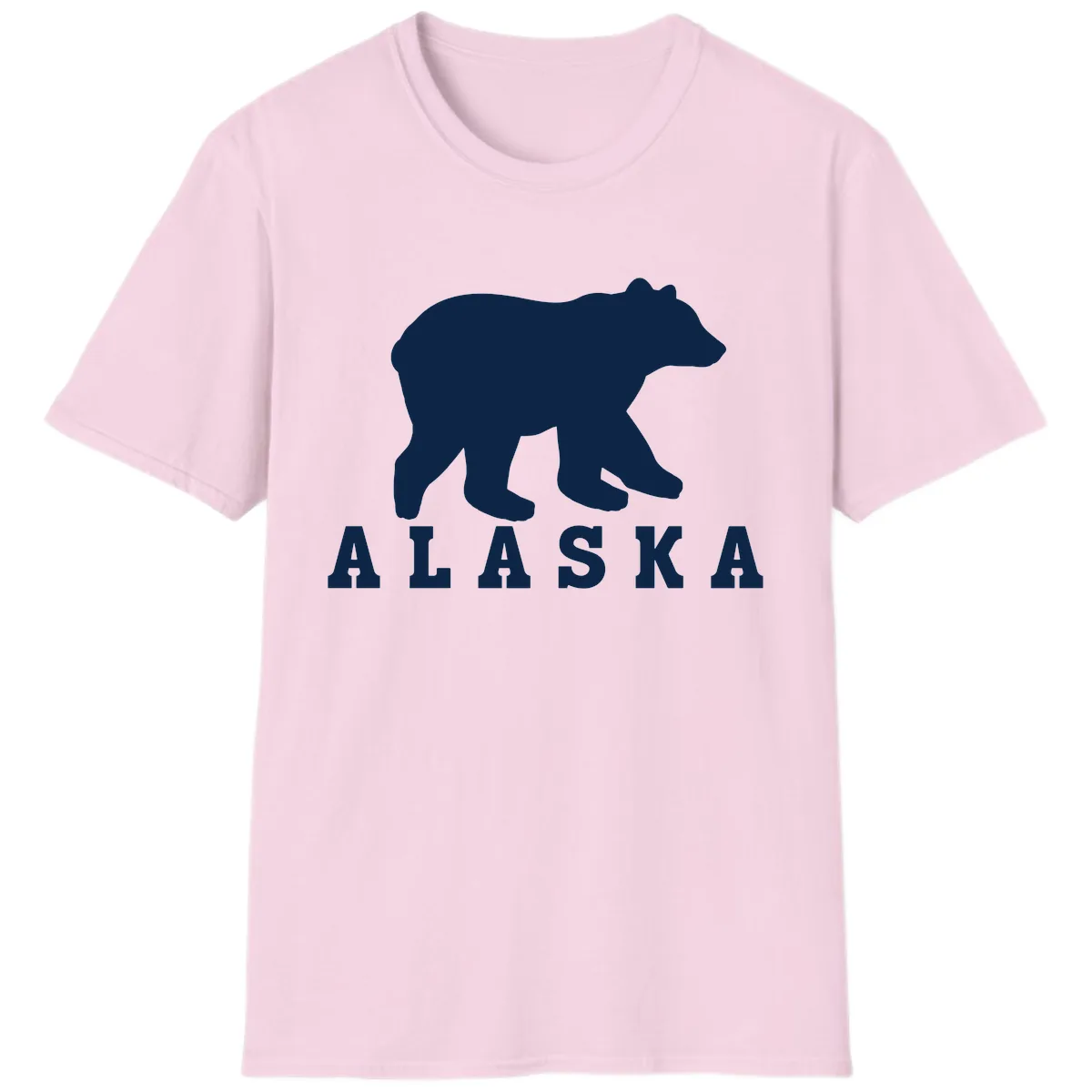 Alaska Bear Silhouette T-Shirt in Light Pink