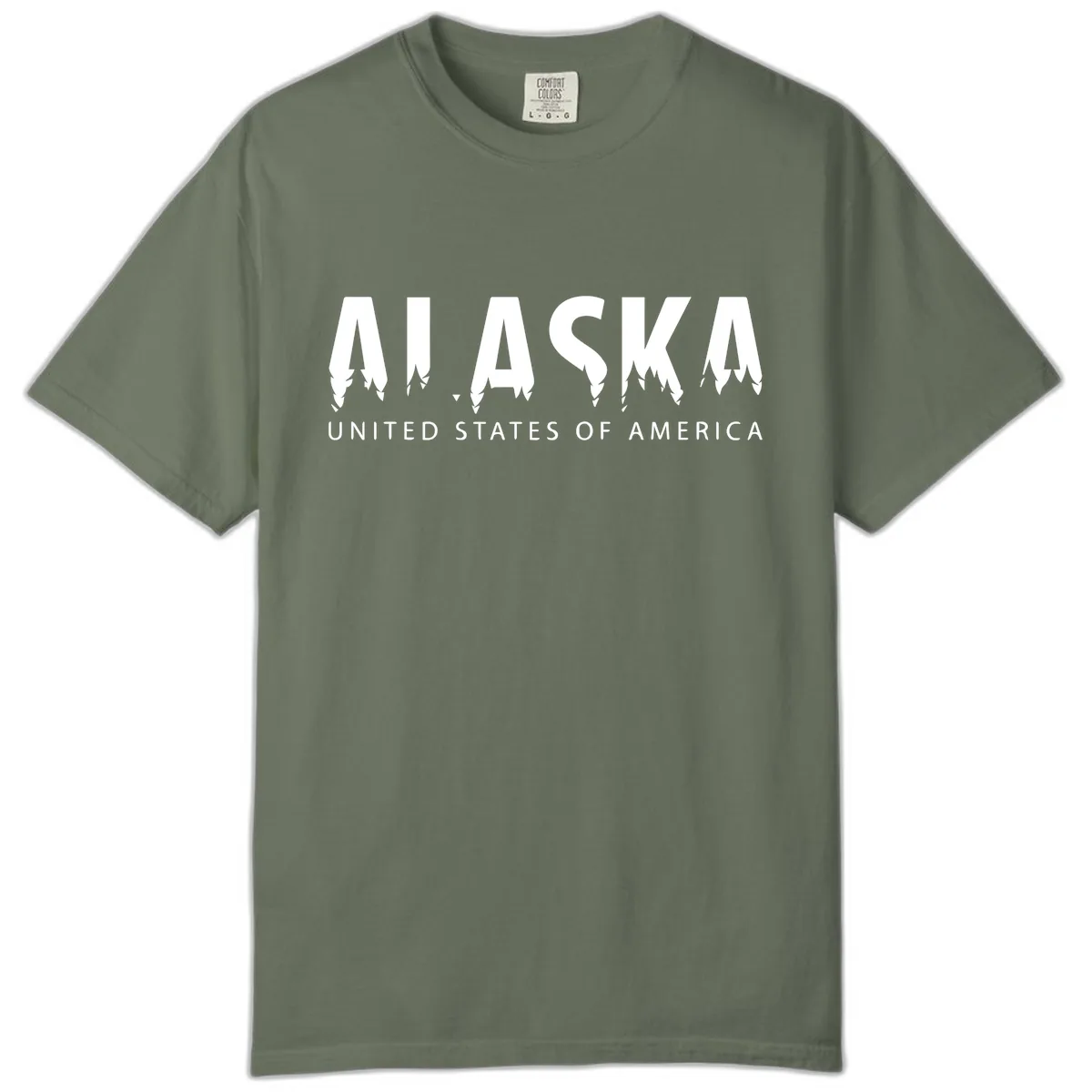 Alaska USA Map Design Comfort Color in Moss