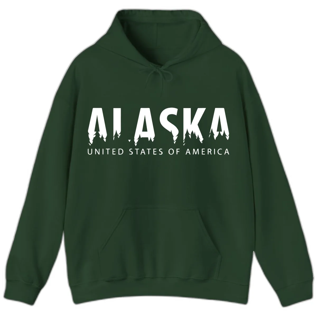 Alaska USA Map Design Hoodie in Forest Green