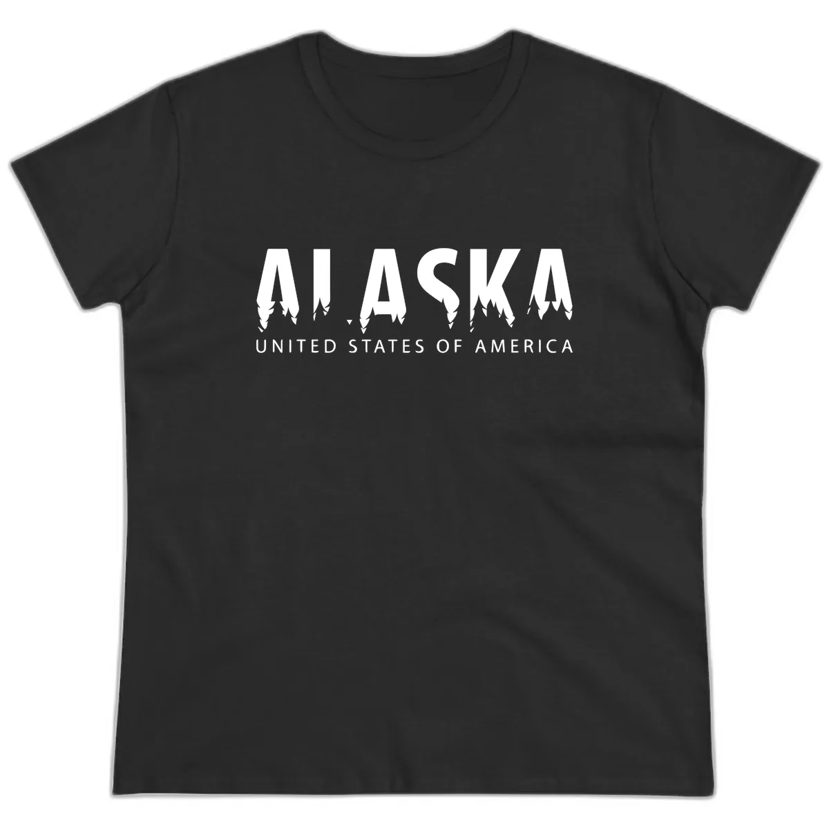 Alaska USA Map Design Ladies Tee in Black