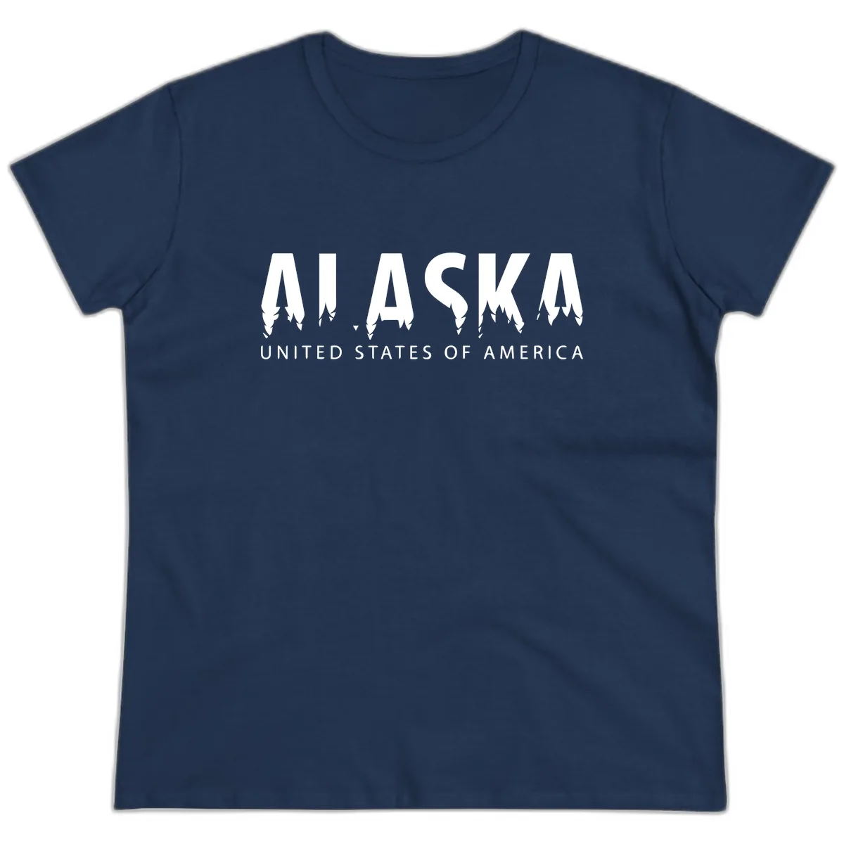 Alaska USA Map Design Ladies Tee in Navy