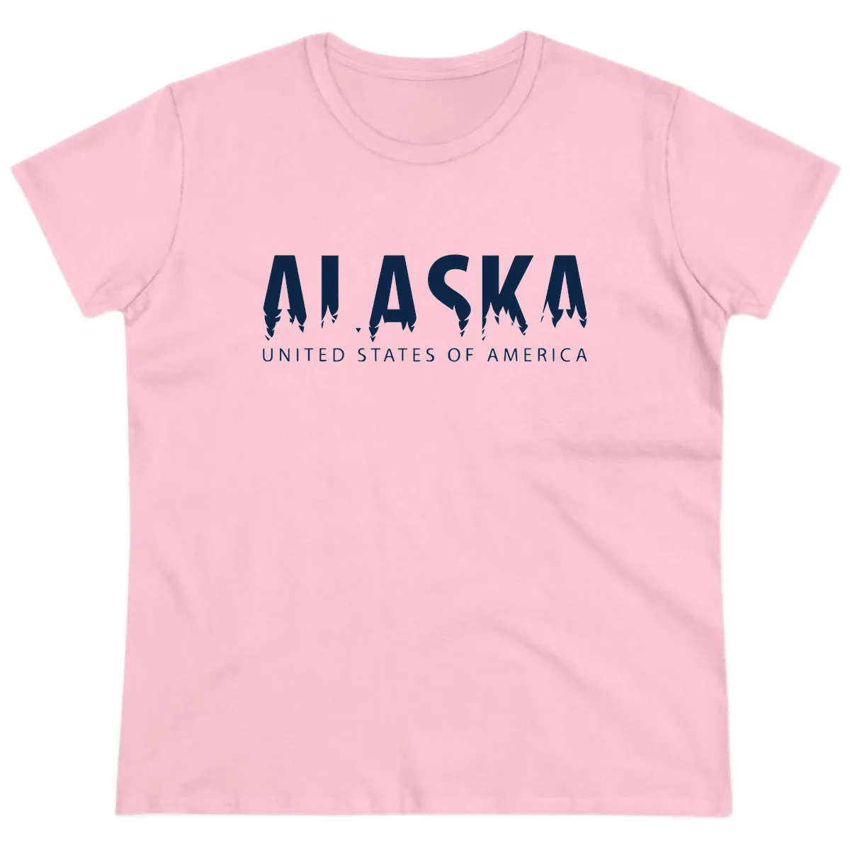 Alaska USA Map Design Ladies Tee in Light Pink