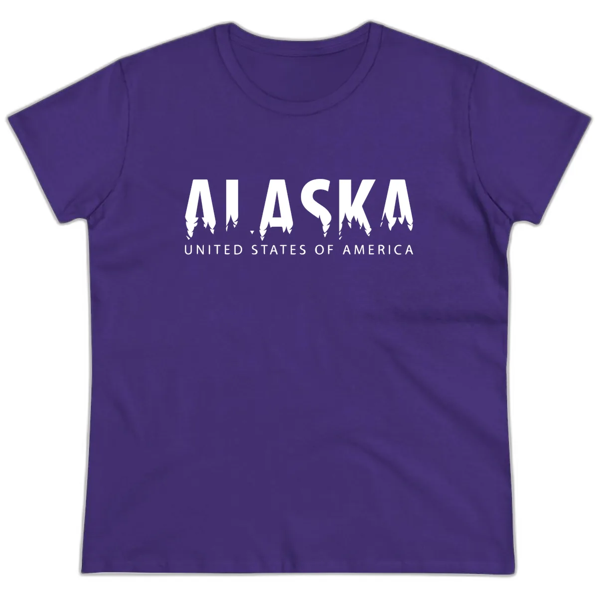 Alaska USA Map Design Ladies Tee in Purple