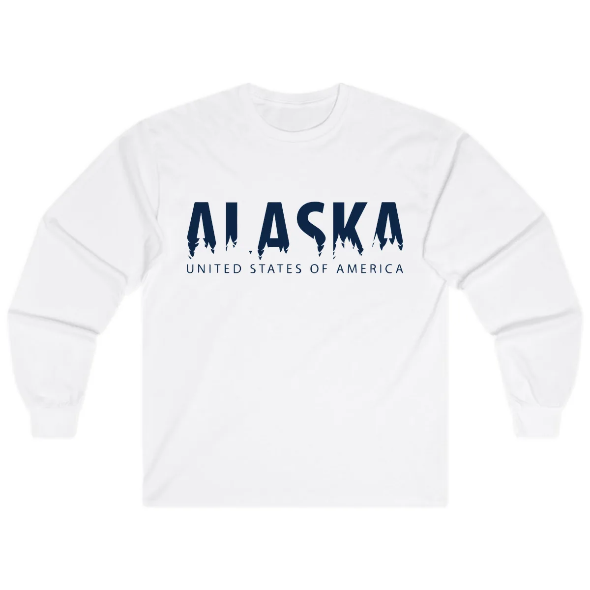 Alaska USA Map Design Long Sleeve in White
