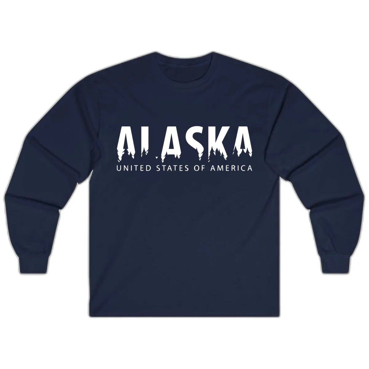 Alaska USA Map Design Long Sleeve in Navy