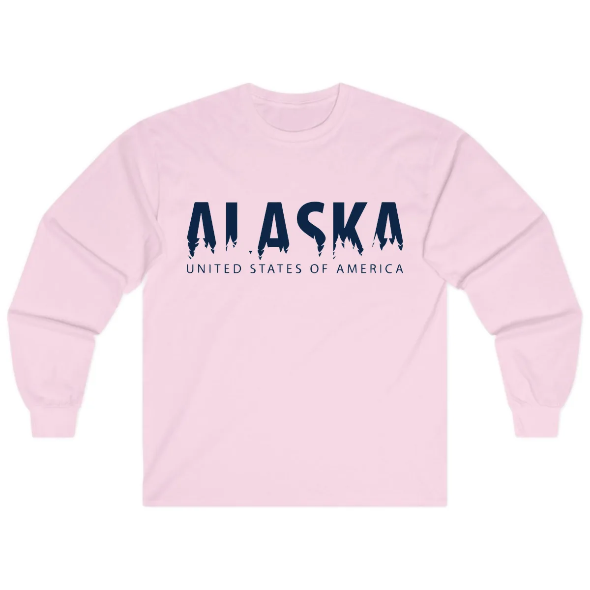 Alaska USA Map Design Long Sleeve in Light Pink