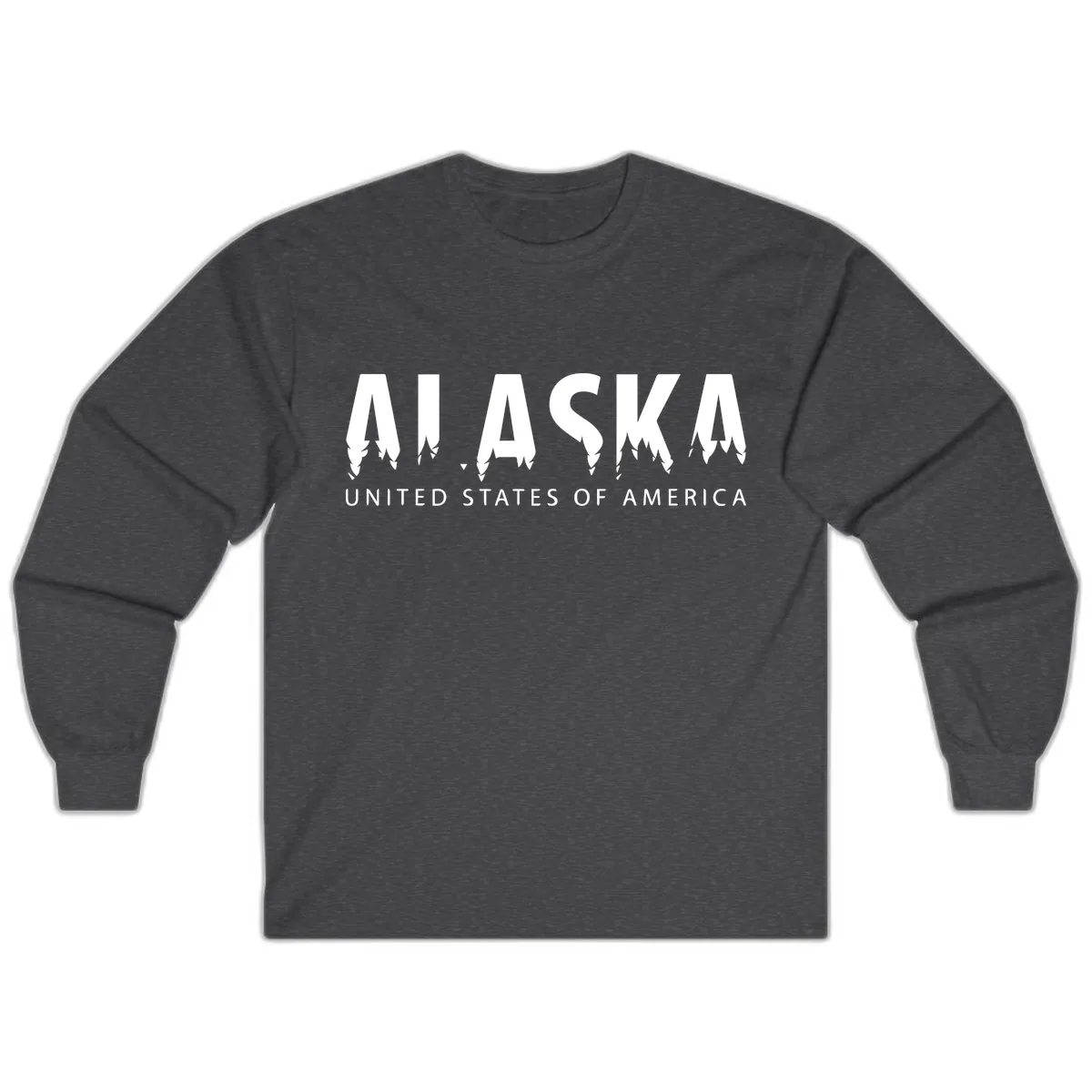 Alaska USA Map Design Long Sleeve in Dark Heather