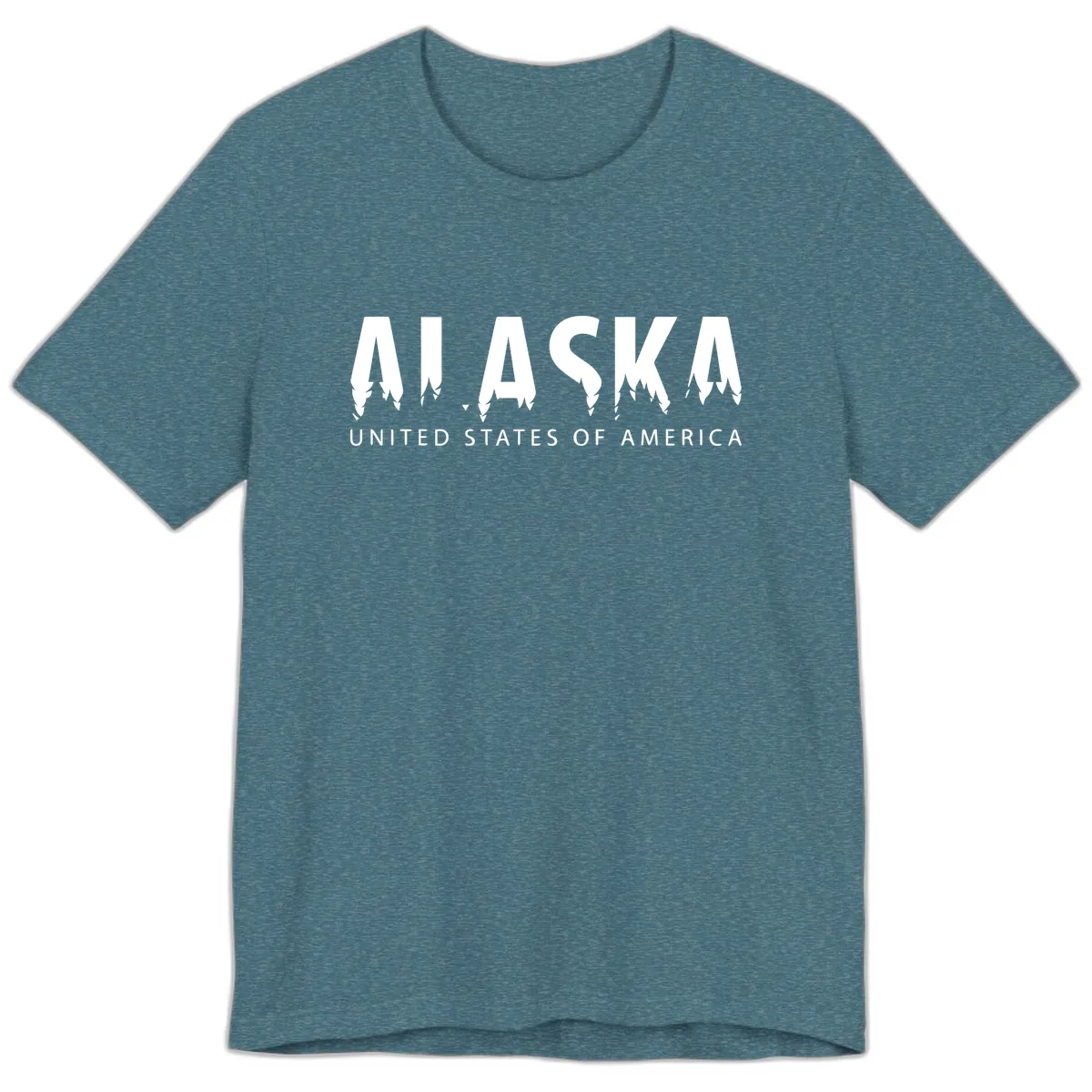 Alaska USA Map Design Premium T-Shirt in Heather Deep Teal