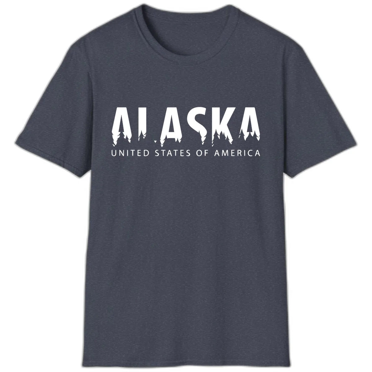 Alaska USA Map Design T-Shirt in Heather Navy