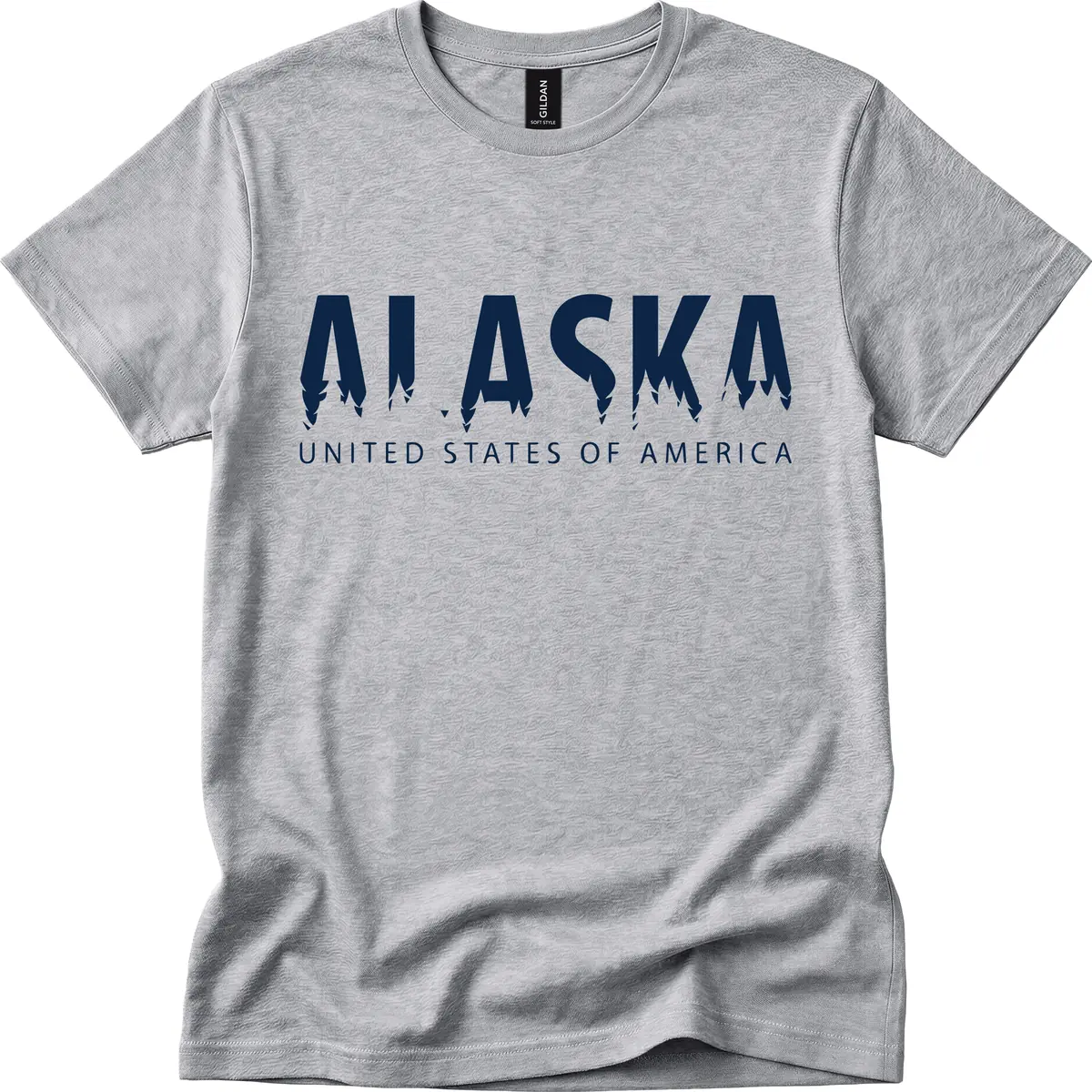 Alaska USA Map Design T-Shirt in Sport Grey