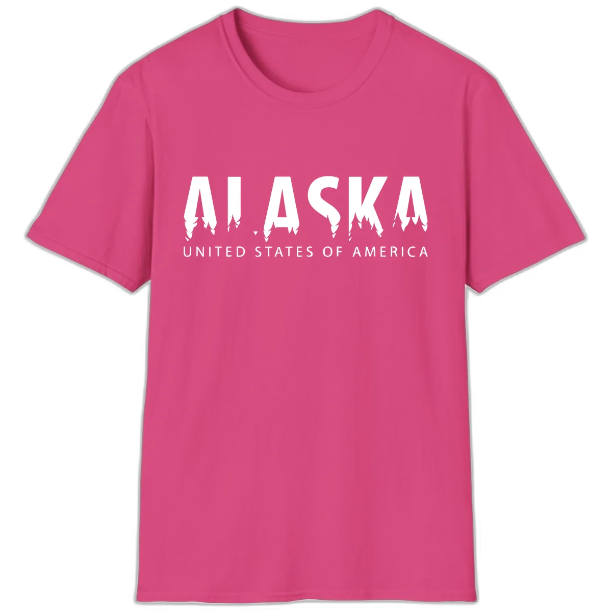 Alaska USA Map Design T-Shirt in Heliconia