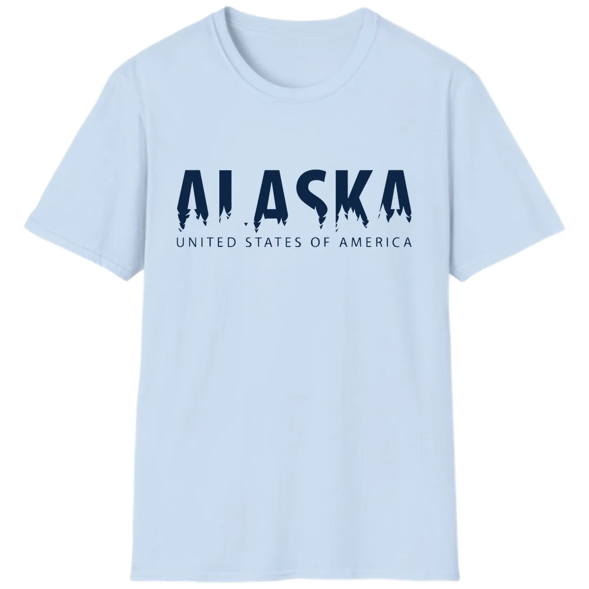 Alaska USA Map Design T-Shirt in Light Blue