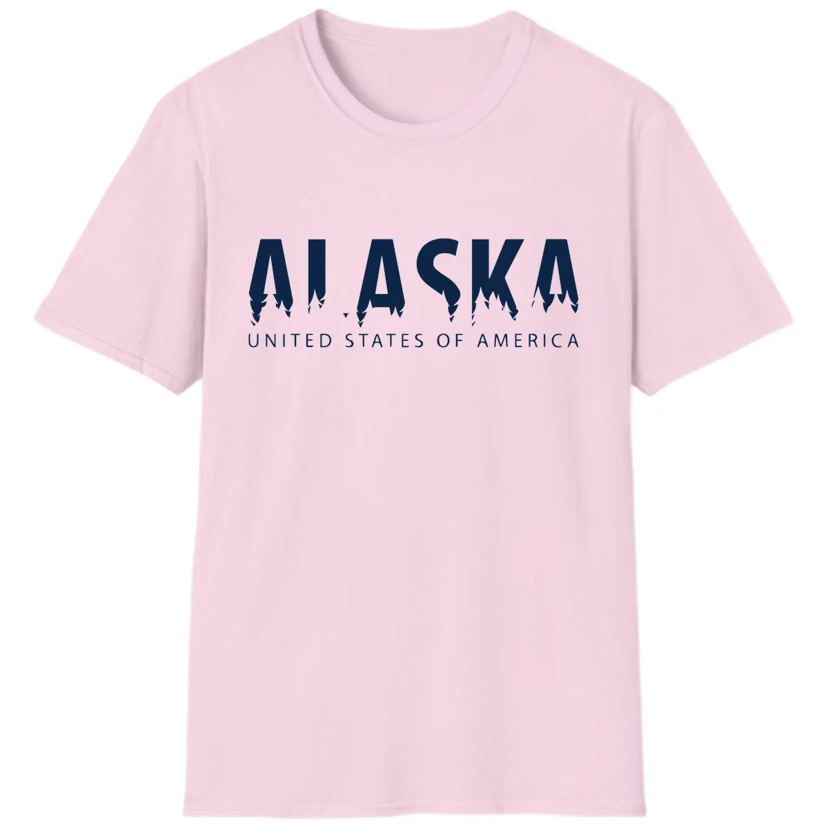 Alaska USA Map Design T-Shirt in Light Pink