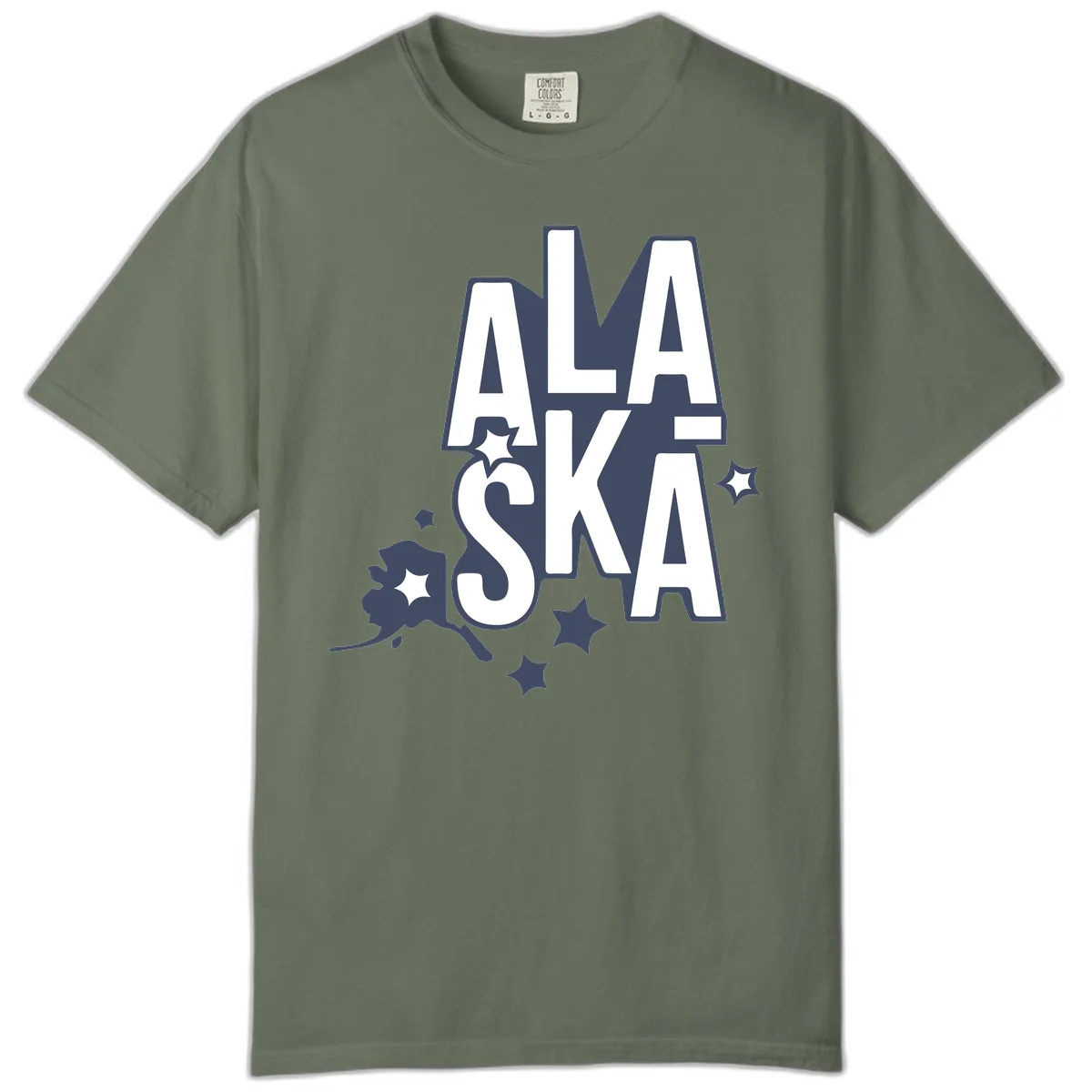 Alaska Bound Adventure Typography Comfort Color in Moss