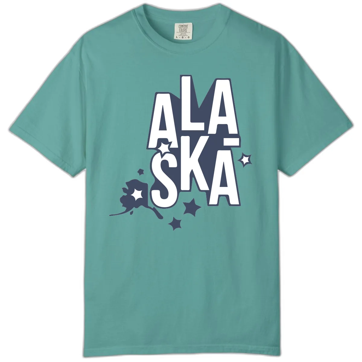Alaska Bound Adventure Typography Comfort Color in Seafoam