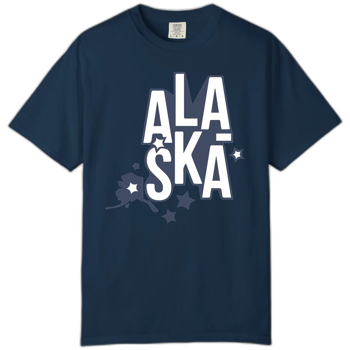 Alaska Bound Adventure Typography Comfort Color in True Navy