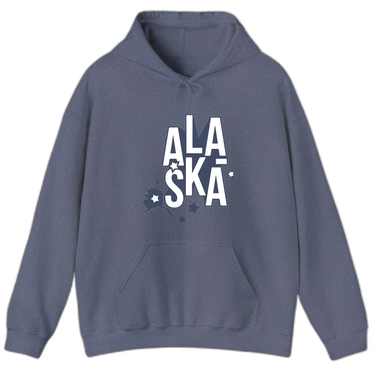 Alaska Bound Adventure Typography Hoodie in Heather Navy