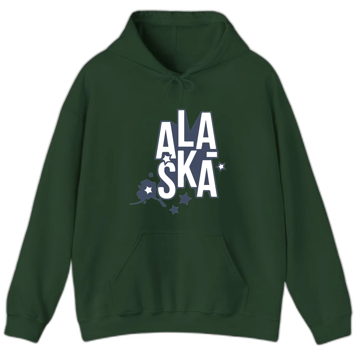 Alaska Bound Adventure Typography Hoodie in Forest Green