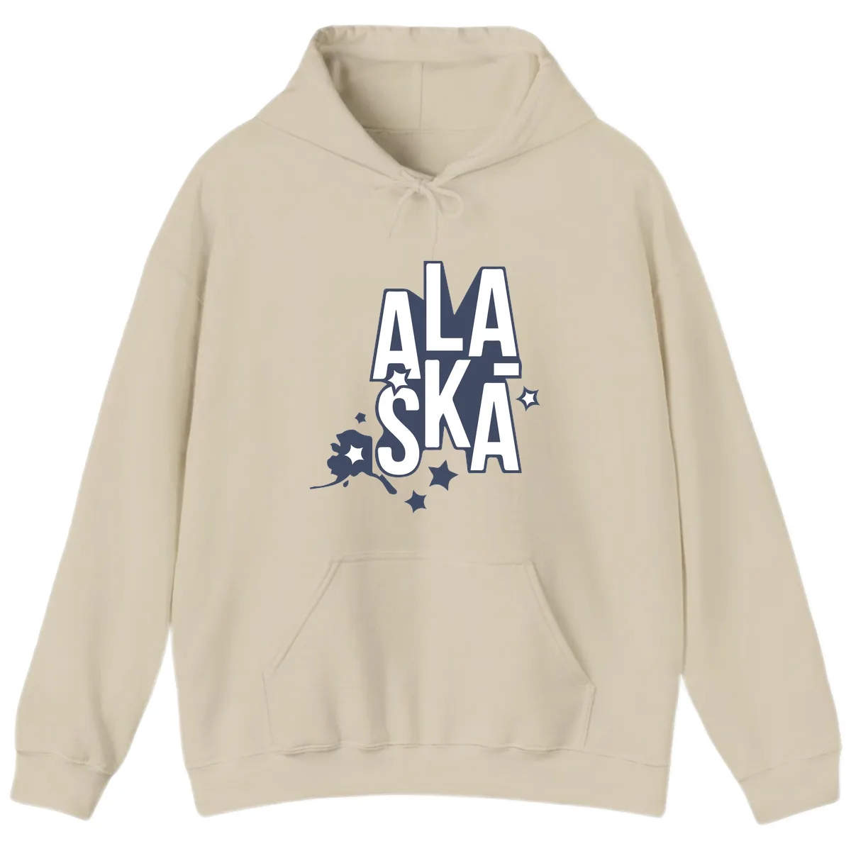 Alaska Bound Adventure Typography Hoodie in Sand