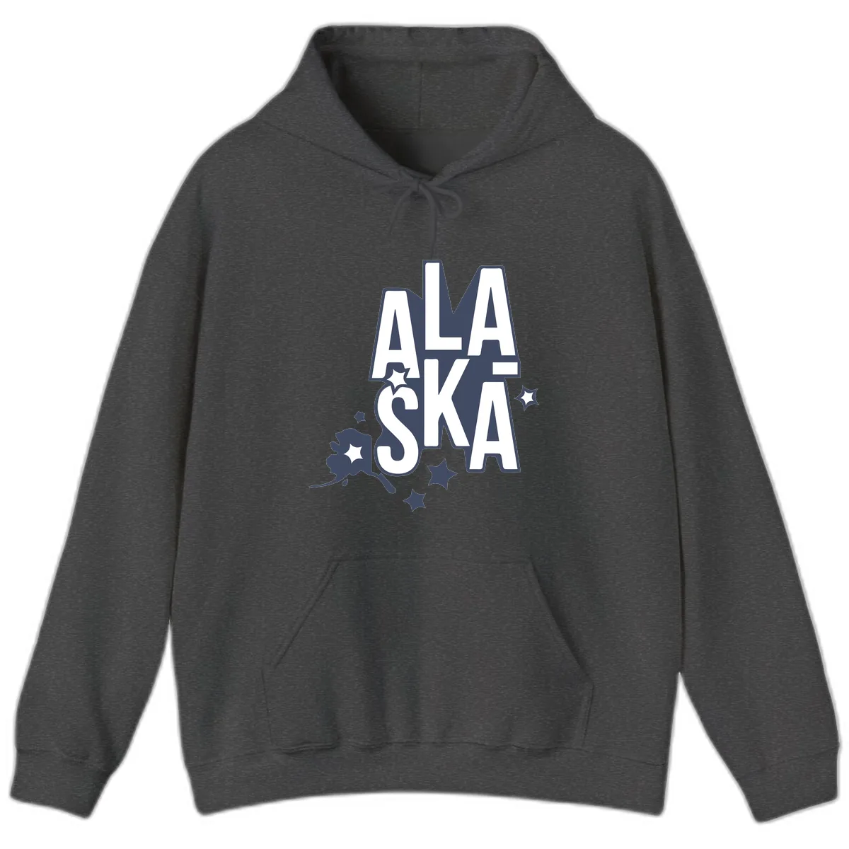 Alaska Bound Adventure Typography Hoodie in Dark Heather
