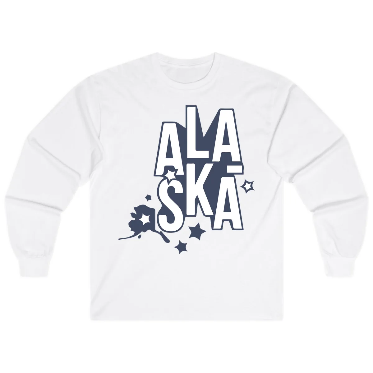 Alaska Bound Adventure Typography Long Sleeve in White