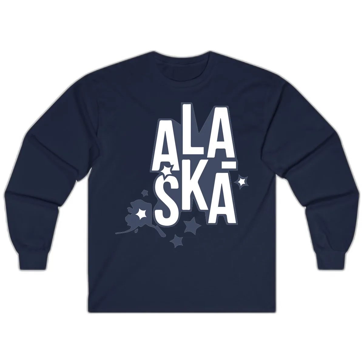 Alaska Bound Adventure Typography Long Sleeve in Navy