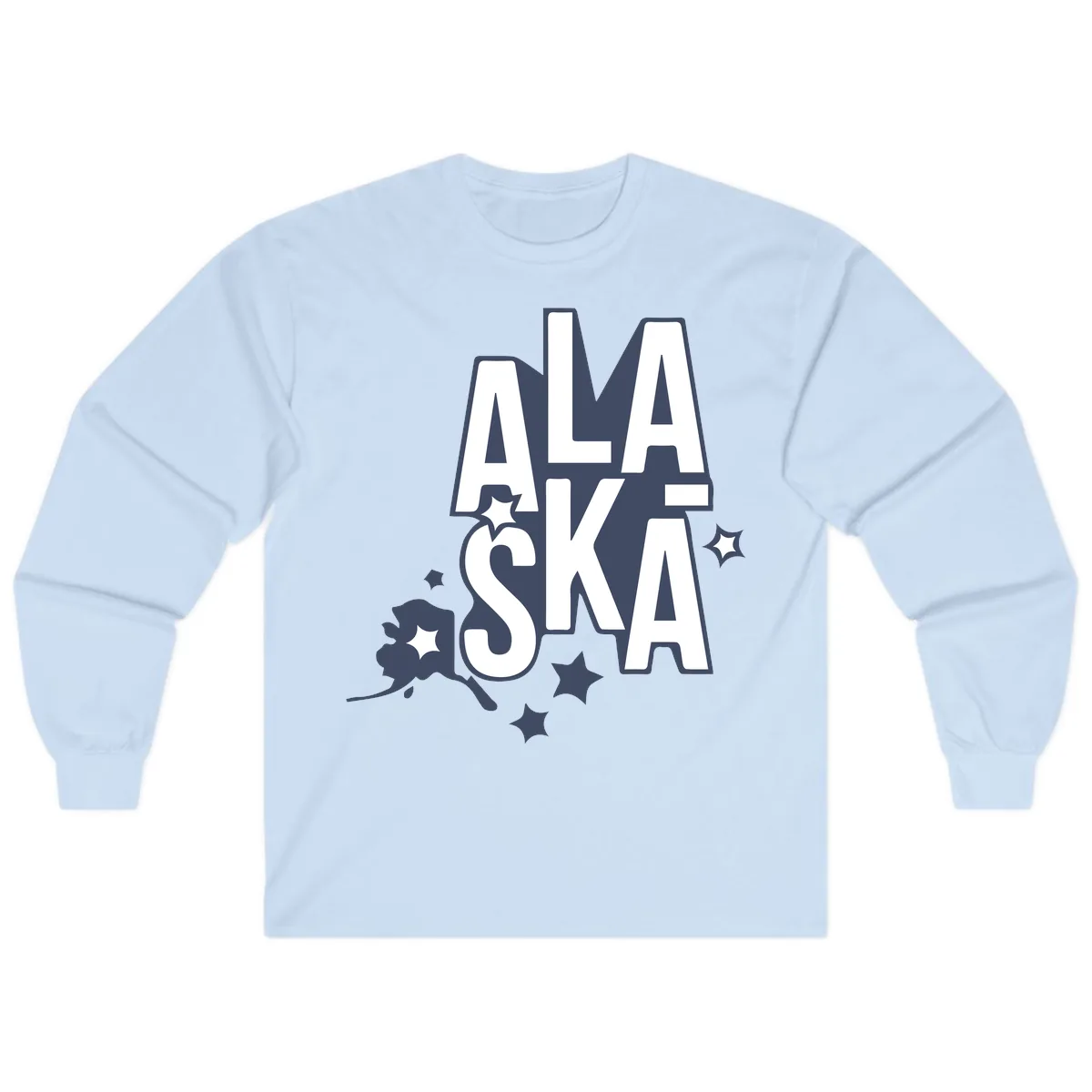 Alaska Bound Adventure Typography Long Sleeve in Light Blue