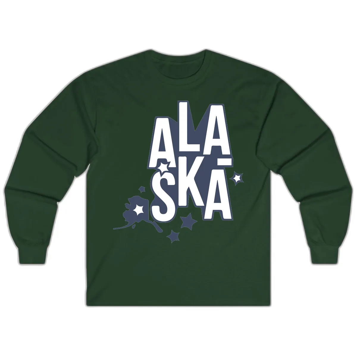 Alaska Bound Adventure Typography Long Sleeve in Forest Green