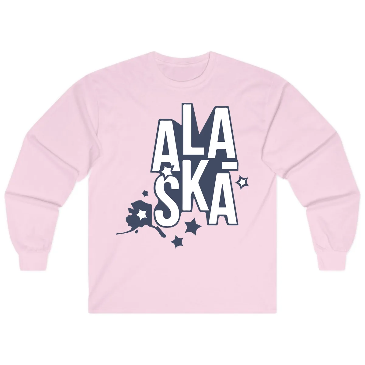 Alaska Bound Adventure Typography Long Sleeve in Light Pink