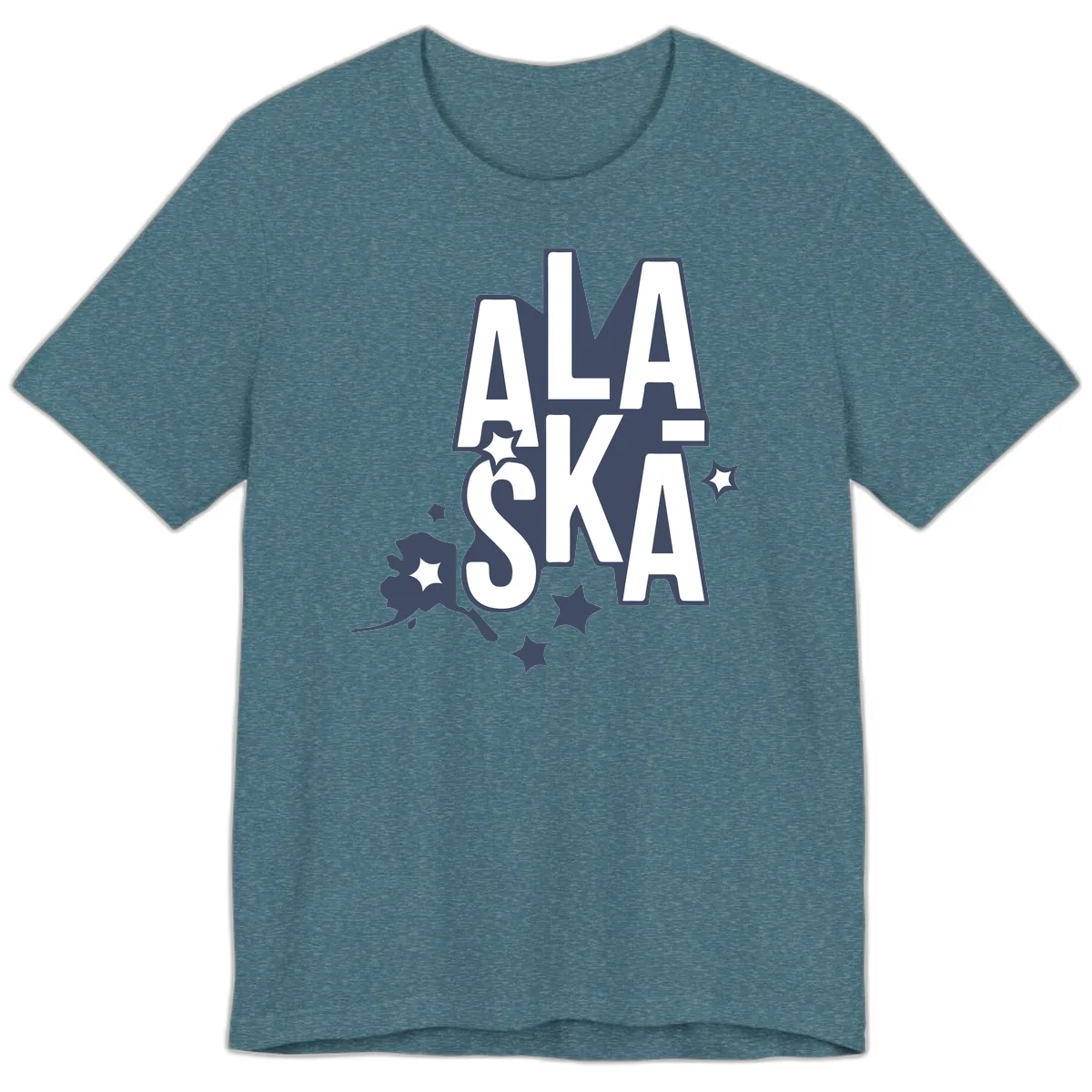 Alaska Bound Adventure Typography Premium T-Shirt in Heather Deep Teal