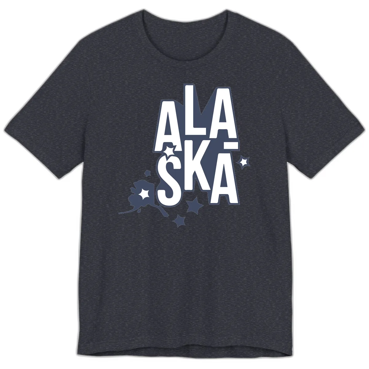 Alaska Bound Adventure Typography Premium T-Shirt in Heather Navy