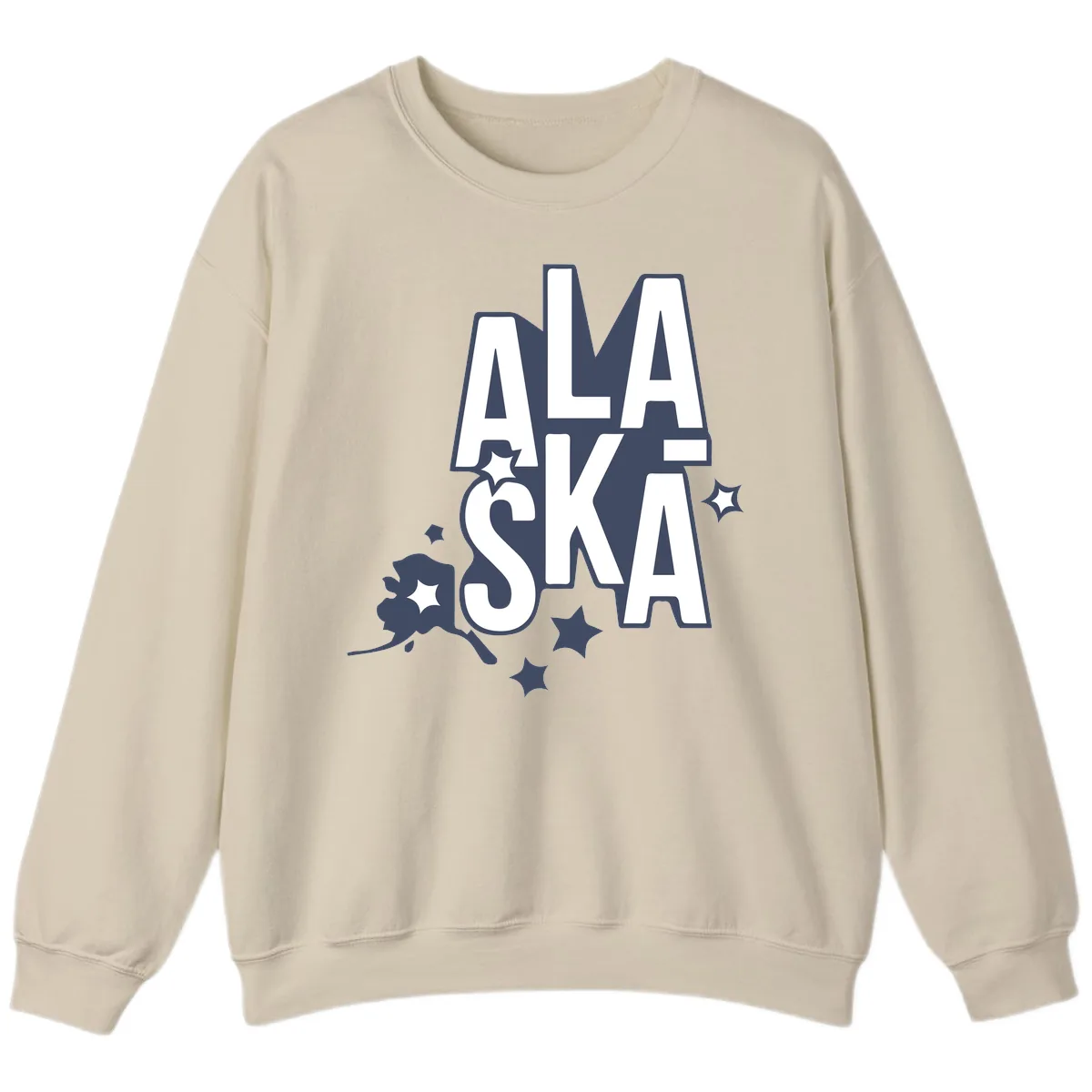 Alaska Bound Adventure Typography Sweatshirt in Sand
