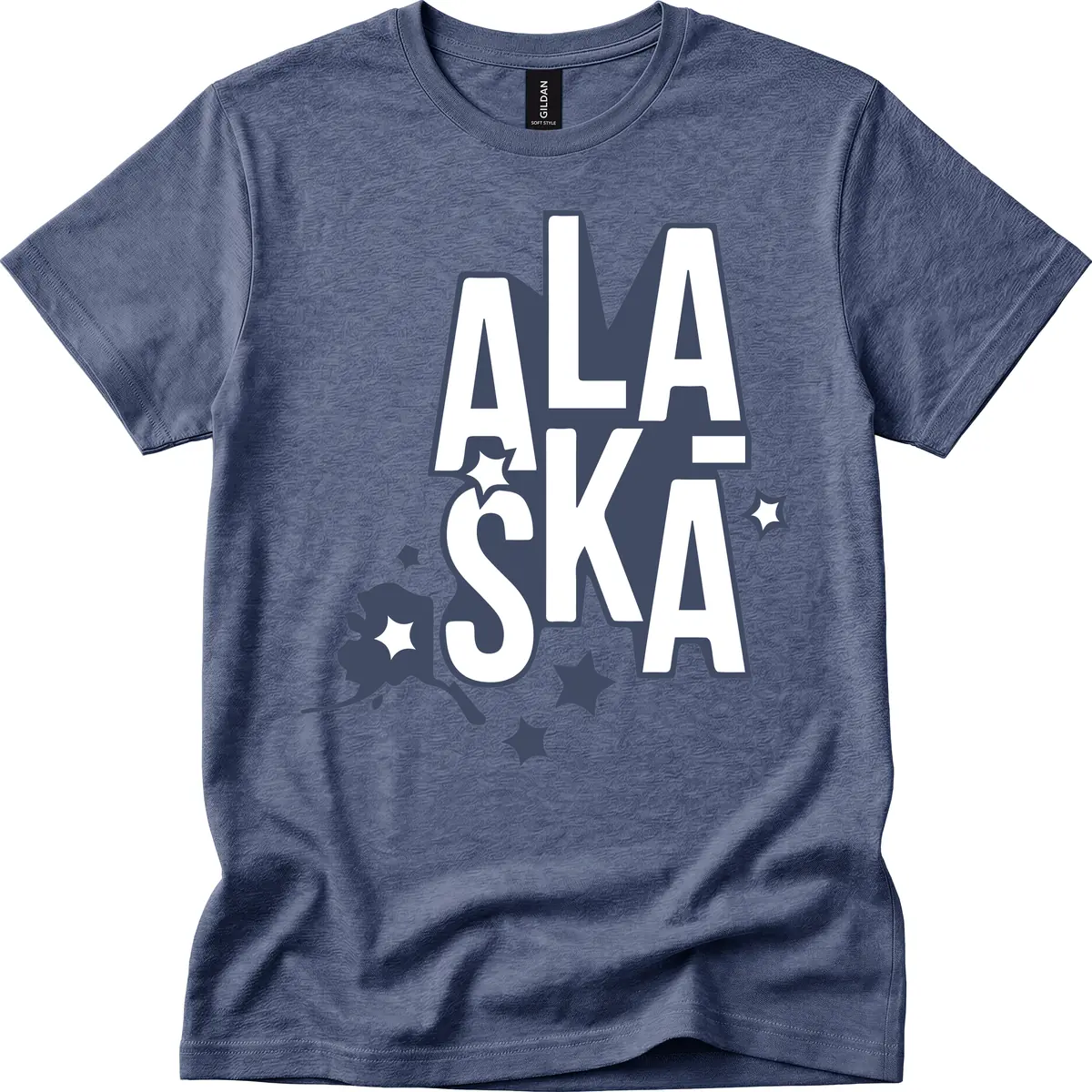 Alaska Bound Adventure Typography T-Shirt in Heather Navy